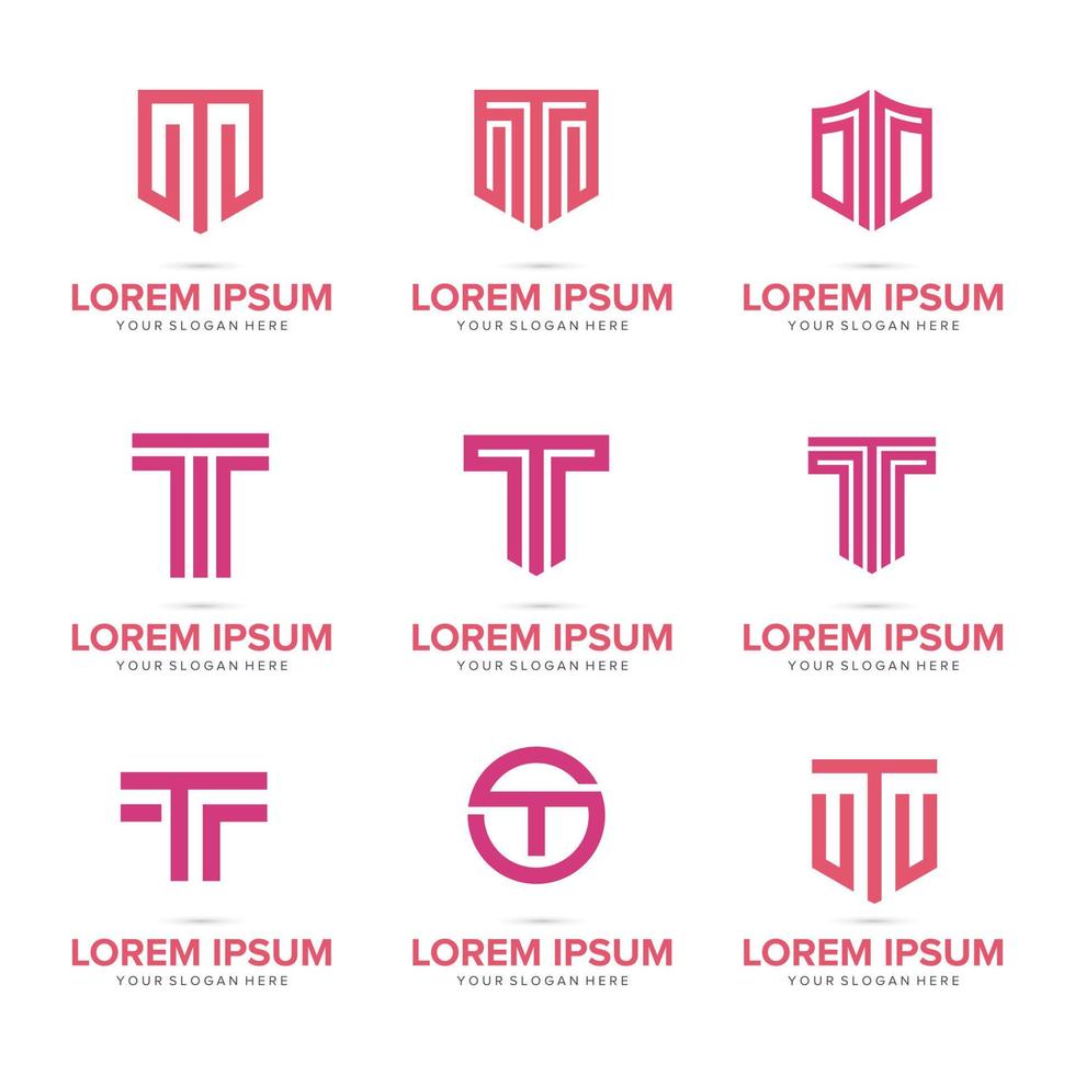 set of business T letter logo design vector