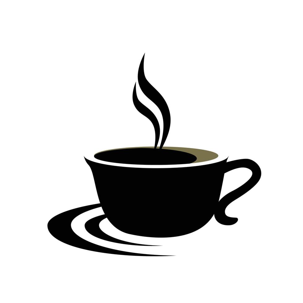 Silhouette of simple isometric coffee cup with saucer vector