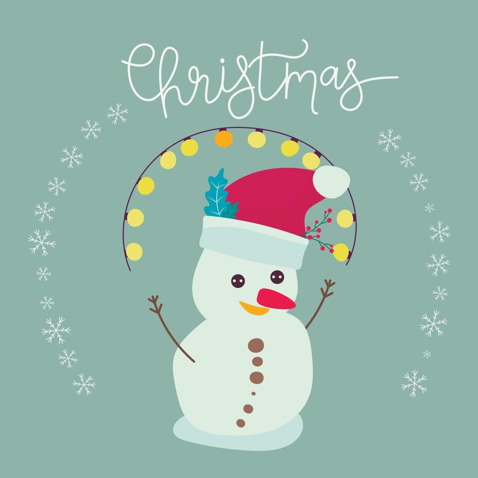 Snowman greeting card vector