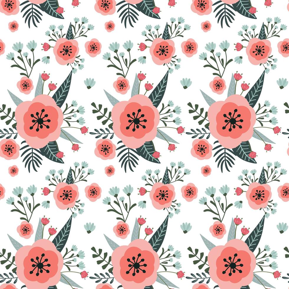vector pattern with flowers, berries and hearts, use for the day holy valentine, packing, textiles, design of bed linen