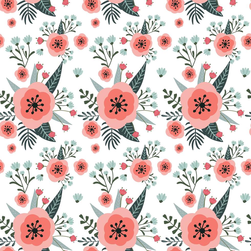 vector pattern with flowers, berries and hearts, use for the day holy valentine, packing, textiles, design of bed linen