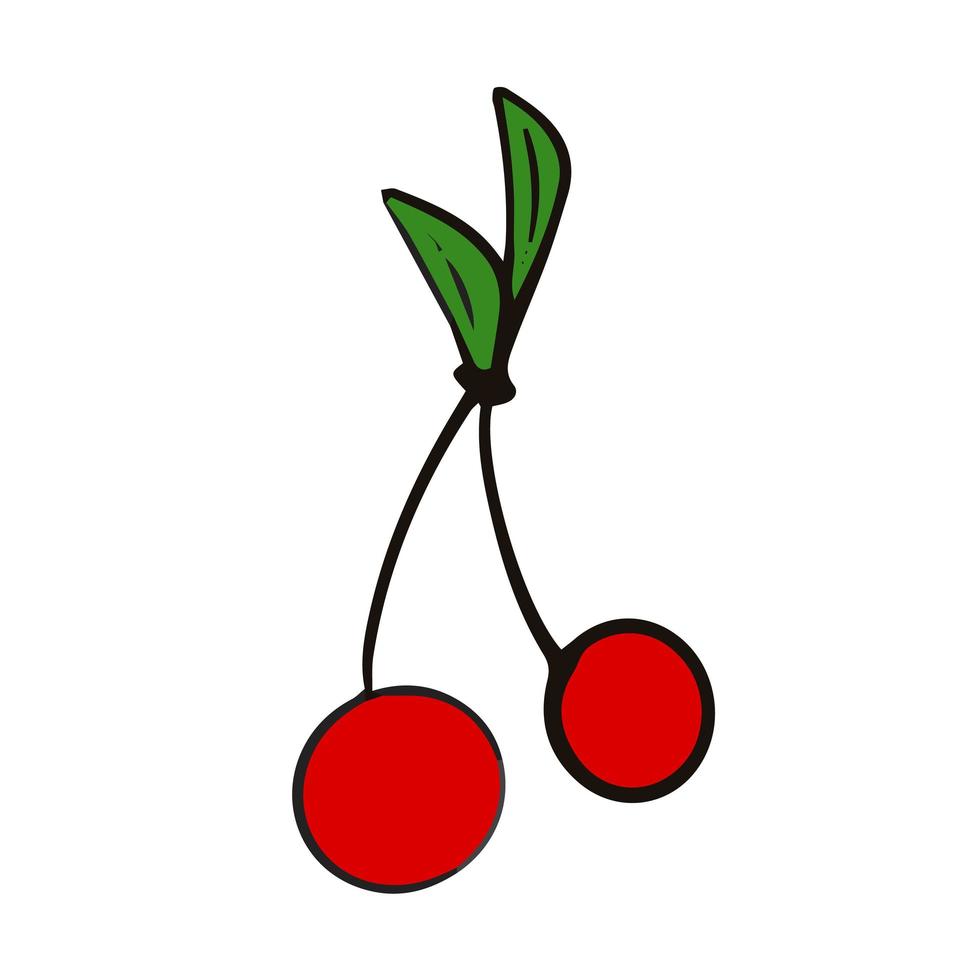 icono de vector de cereza. cereza con hojas verdes aisladas sobre fondo blanco. bueno para logo e iconos.