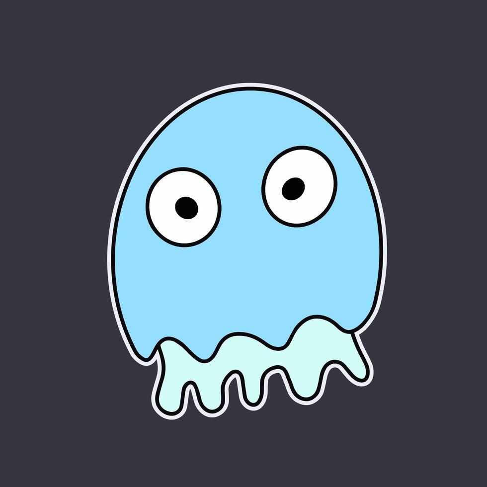 Funny sticker of jellyfish. Medusa with a funny look. Good for postcards, stickers and children's books. Isolated. . vector