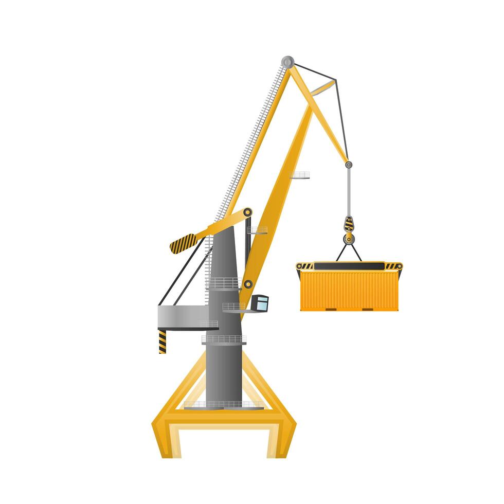 Industrial crane for lifting goods. Good for design on the topic of distribution, logistics and freight. Isolated. Vector. vector