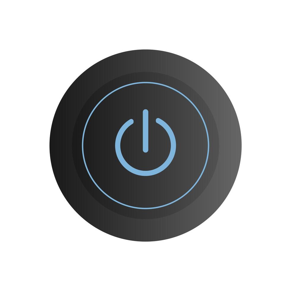 Round black power button. Power button 3d. Isolated. . vector