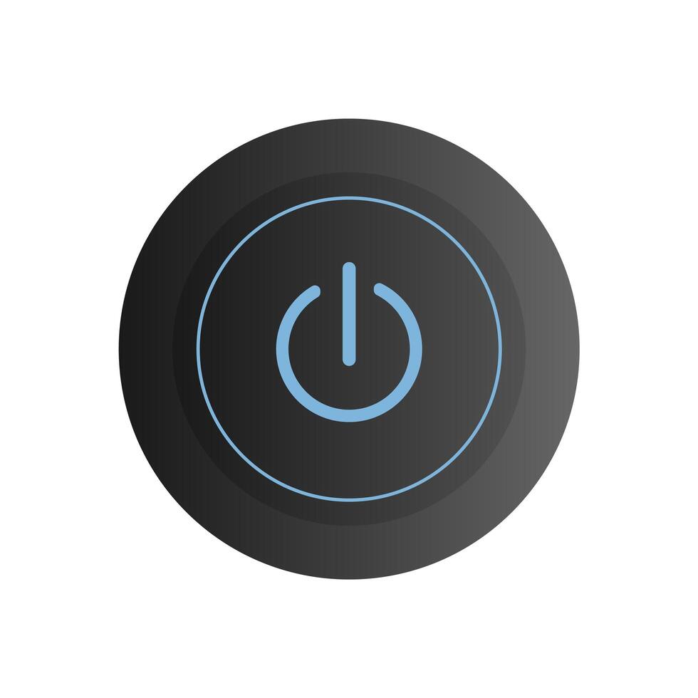 Round black power button. Power button 3d. Isolated. Vector. vector