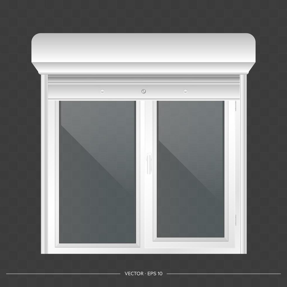 Window with glass and metal frame vector