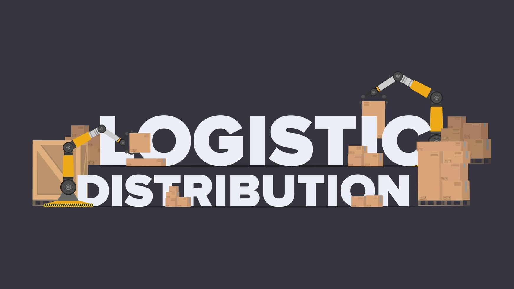 Logistic distribution banner. Lettering on an industrial theme. Carton boxes. Freight and delivery concept. Vector. vector