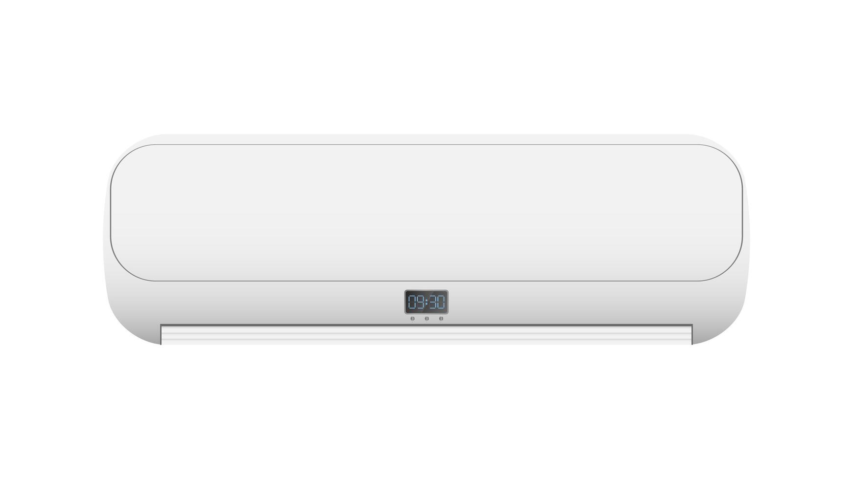 Aire acondicionado blanco en 3d. Vector de acondicionador de aire blanco realista. aislado sobre fondo blanco.