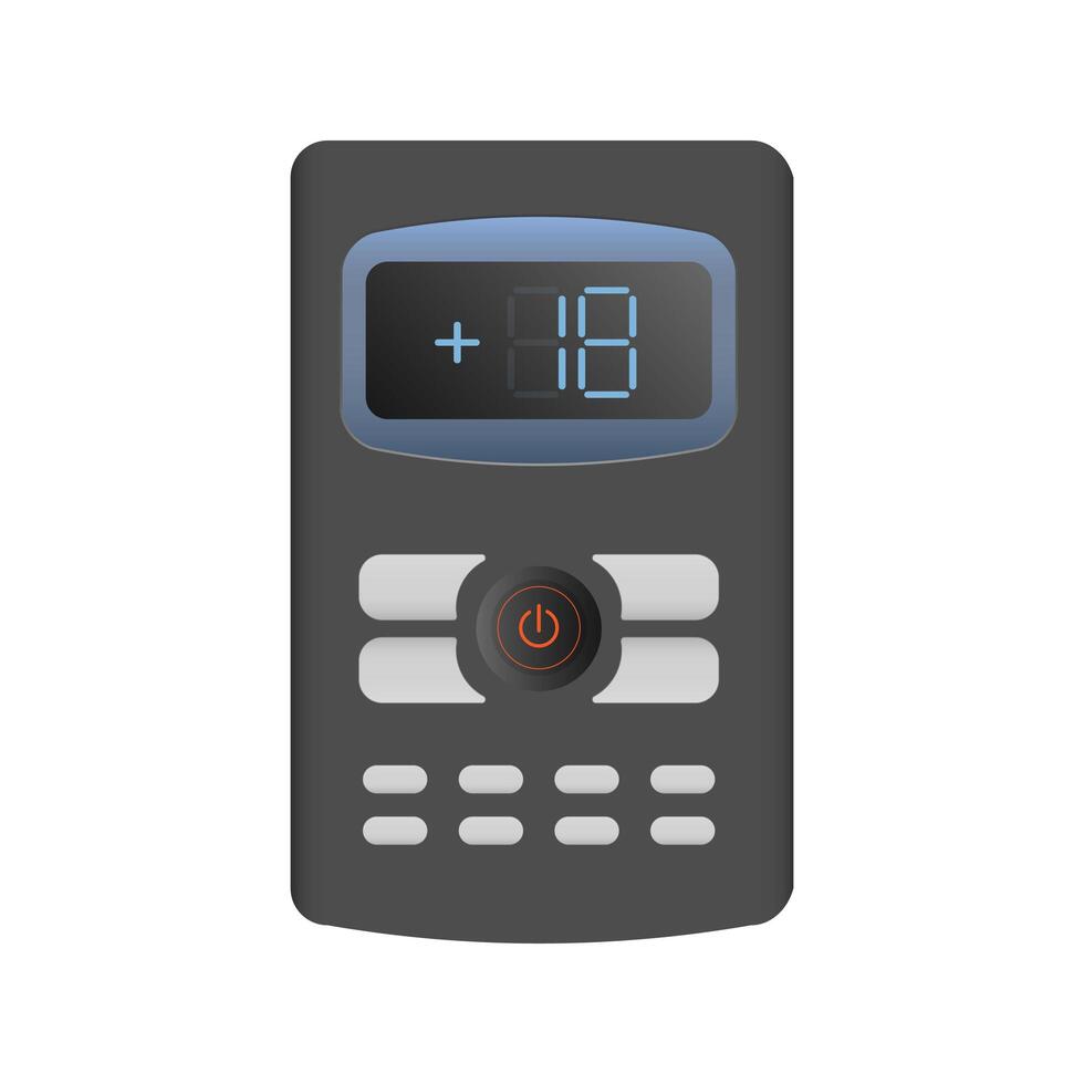 Black remote control from the air conditioner 3d. Realistic remote control. Isolated on white background. vector