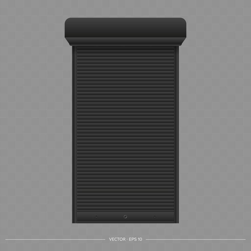 A black roller shutter on a gray background vector
