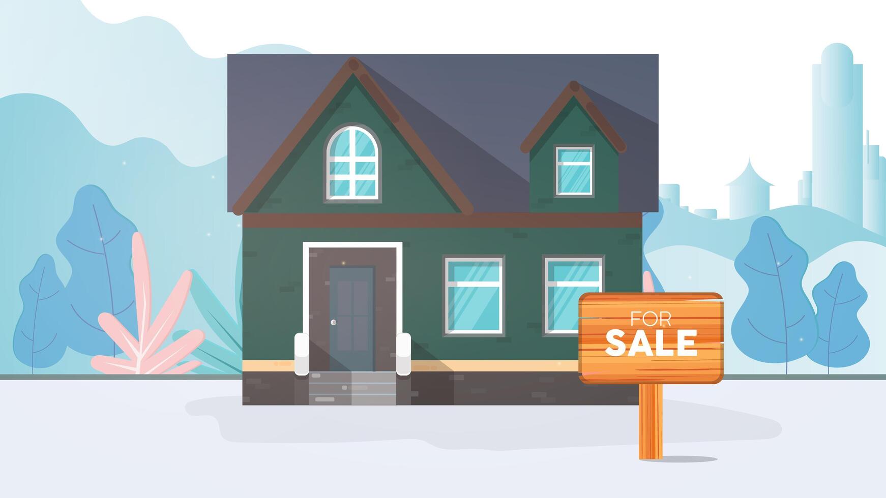 House for sale. For Sale sign. Home and real estate sale concept. vector