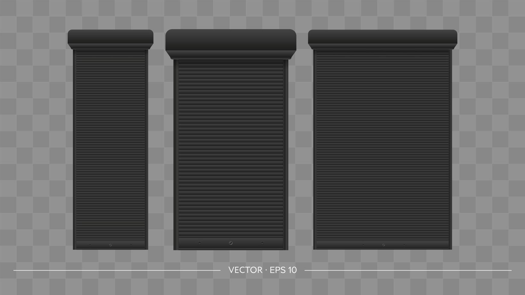 Black Roller shutter on the euro window. Realistic euro window with roller shutters vector. vector