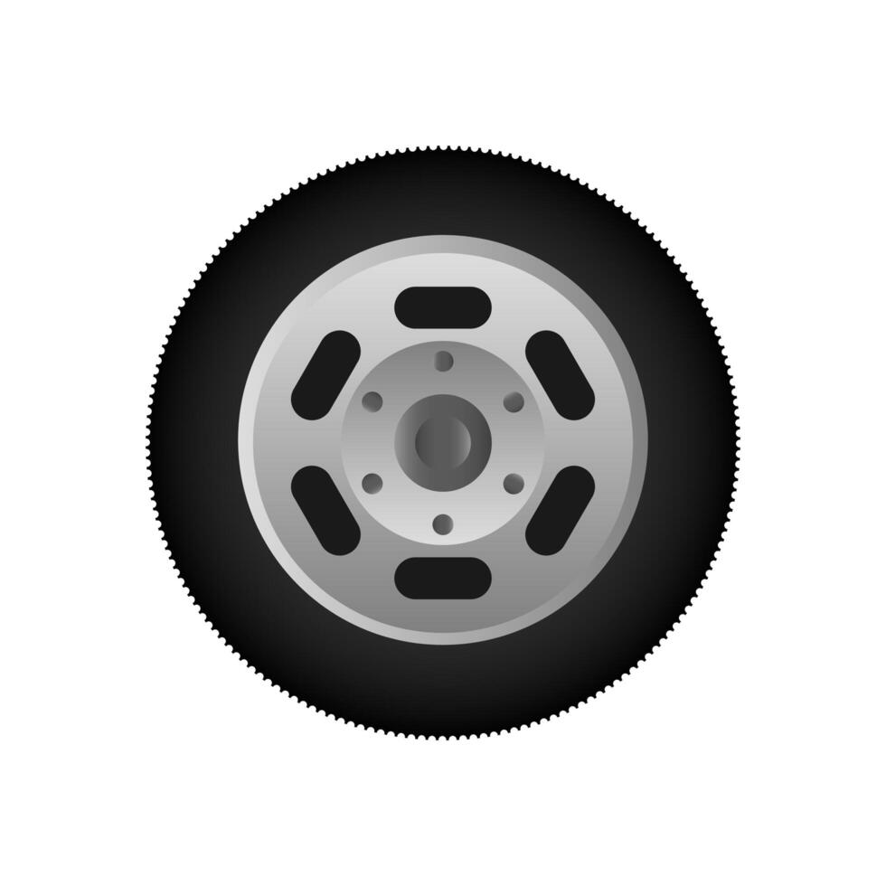 A black and white illustration of a wheel vector