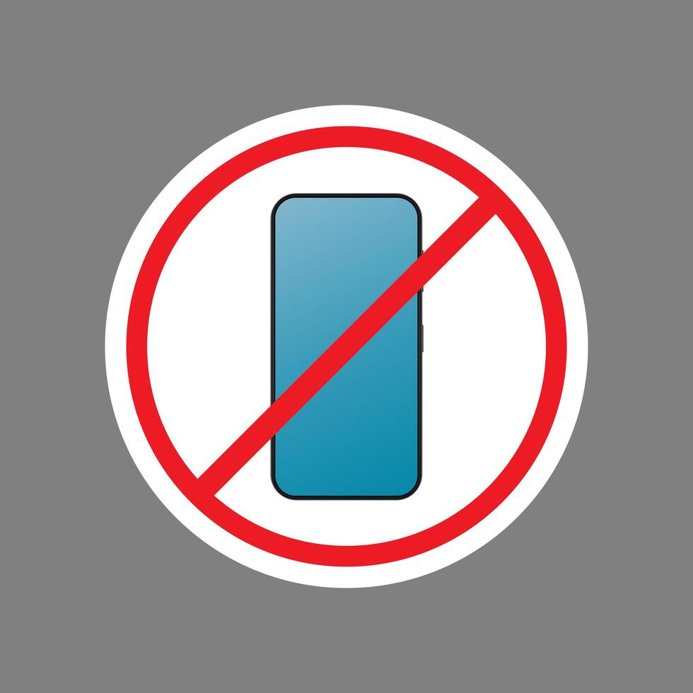 icono de teléfono tachado. el concepto de dispositivos de prohibición, dispositivos de zona franca, desintoxicación digital. en blanco para la etiqueta engomada. aislado. vector. vector