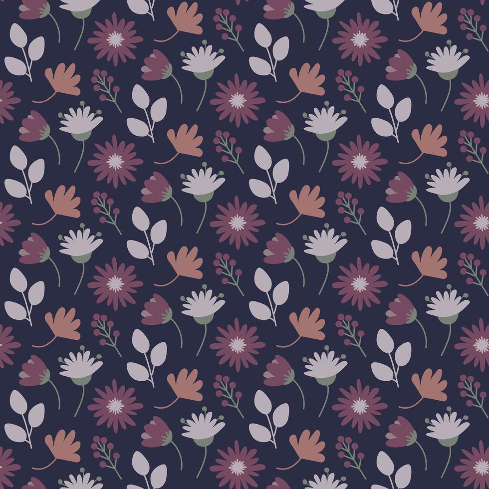 Cute floral pattern in a small flower. Motives are randomly scattered. Seamless vector texture. Elegant pattern for fashion prints. Print with small colorful flowers. Blue background.