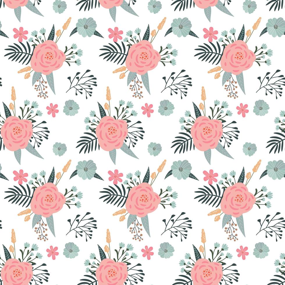 vector pattern with flowers, berries and hearts, use for the day holy valentine, packing, textiles, design of bed linen