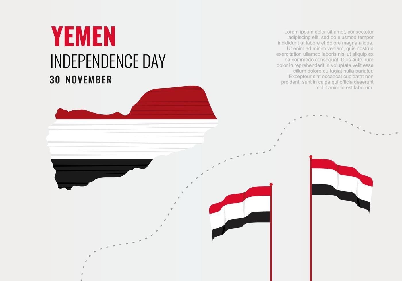 celebración nacional del cartel de la bandera del fondo del día de la independencia de Yemen. vector