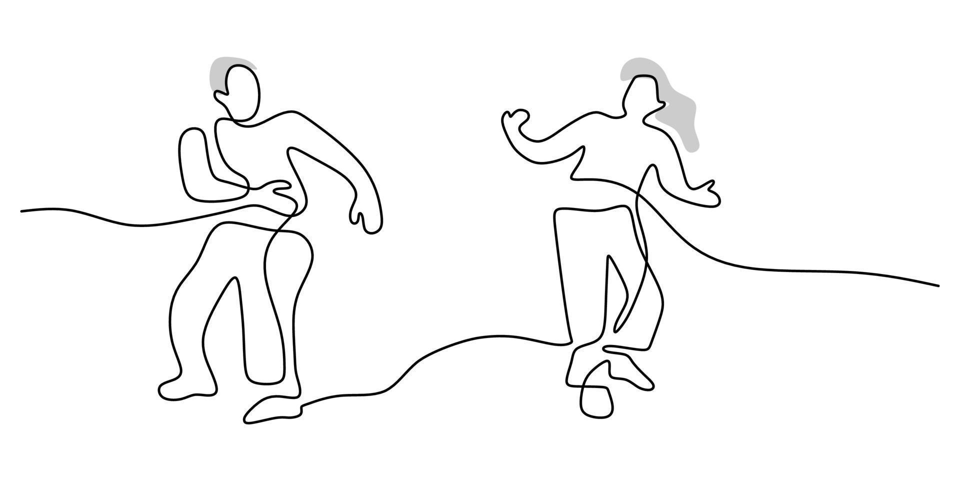 Continuous one single line of mature couple dancing vector