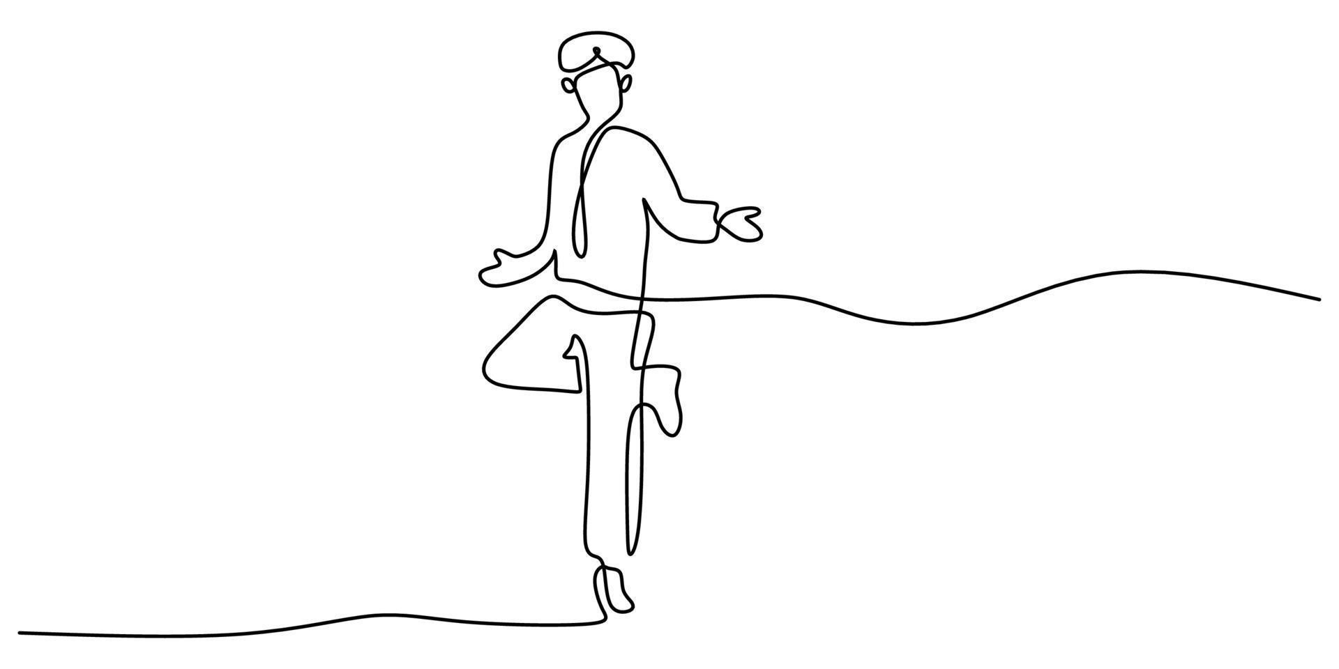 Continuous one single line of dancer man from india vector