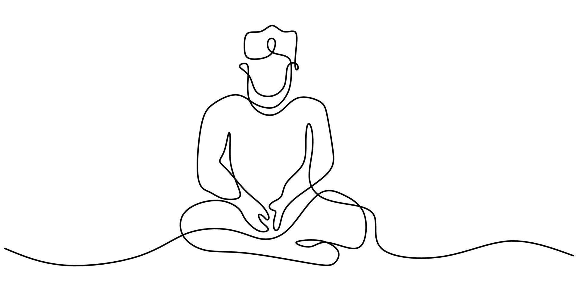 Continuous one single line of indian man wearing traditional clothes vector