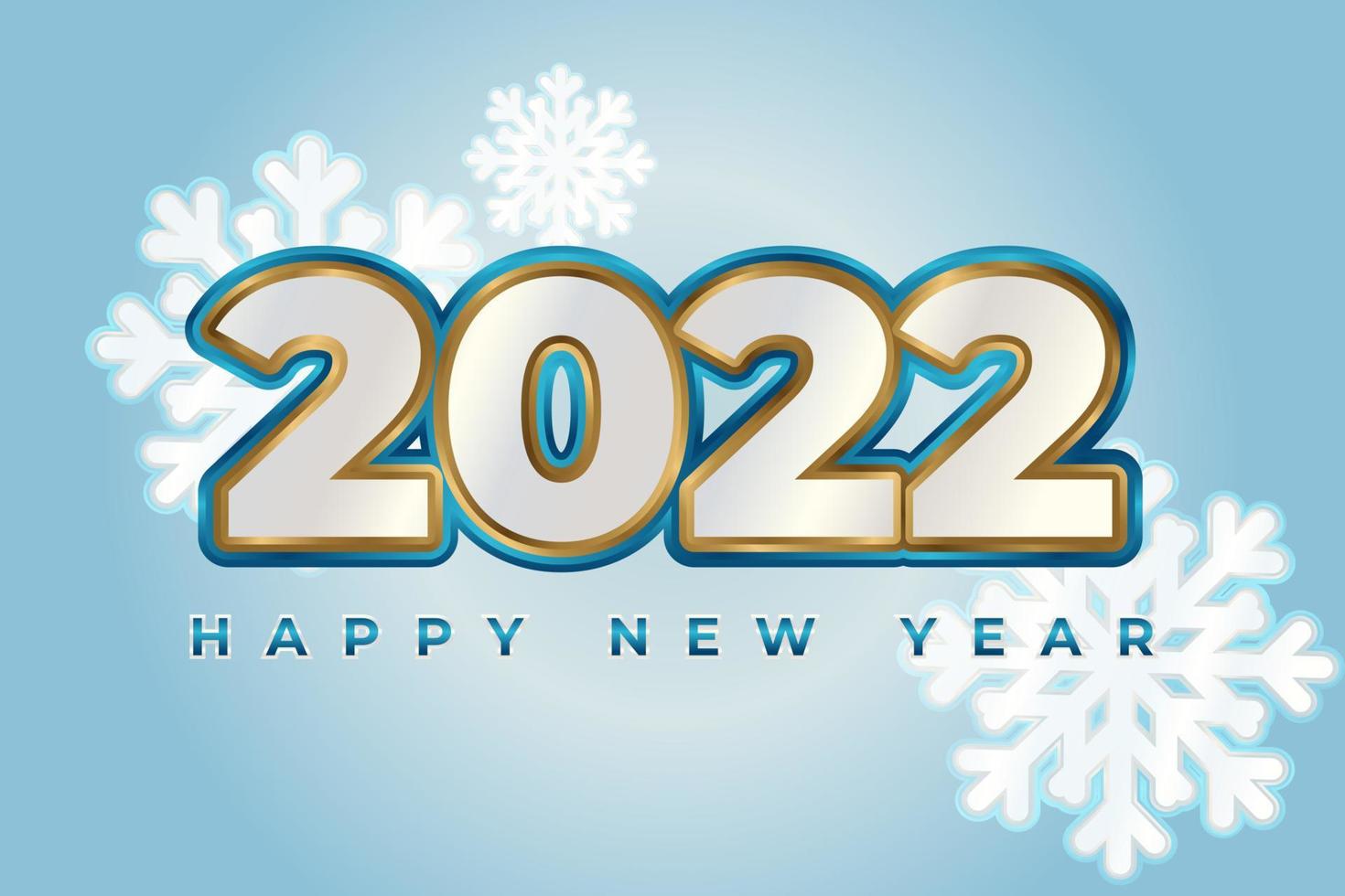 2022 Happy New Year with snowflake background vector