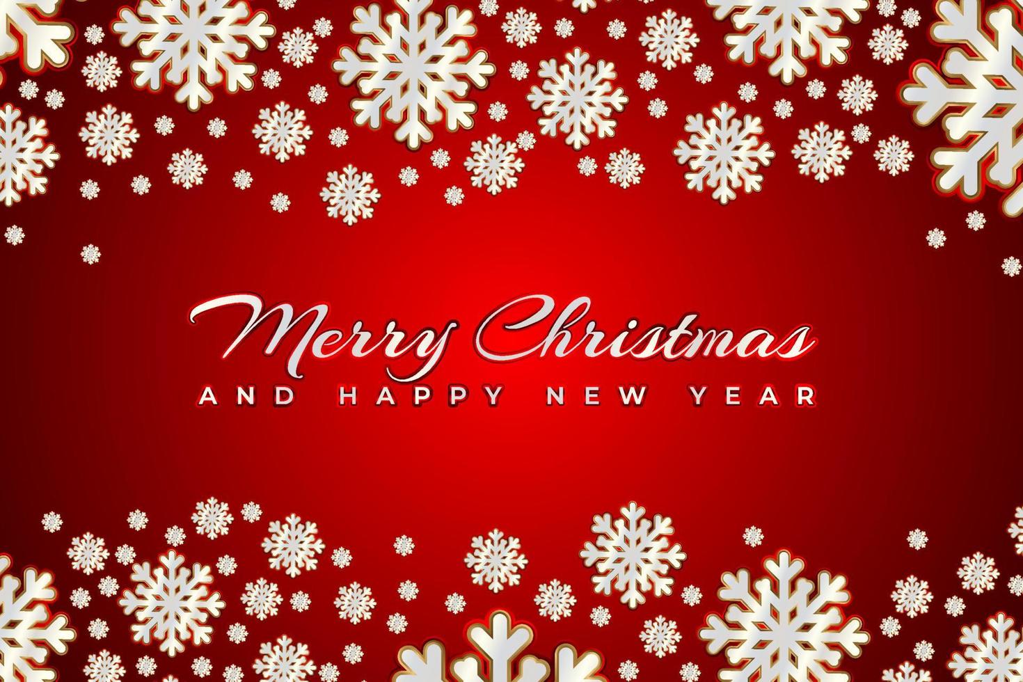 Merry Christmas with snowflake and red background vector