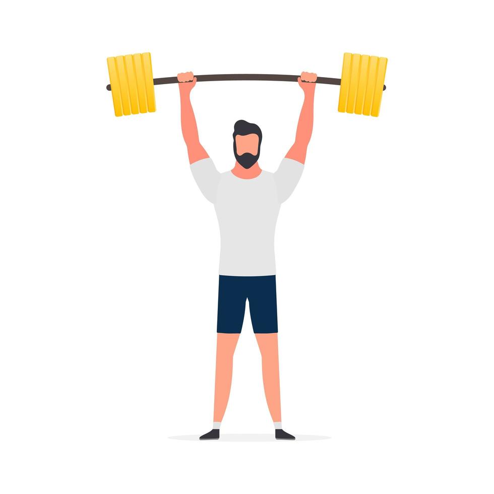 Spotsman with a barbell. A man lifts a barbell. The concept of sport and healthy lifestyle. Isolated. Vector. vector