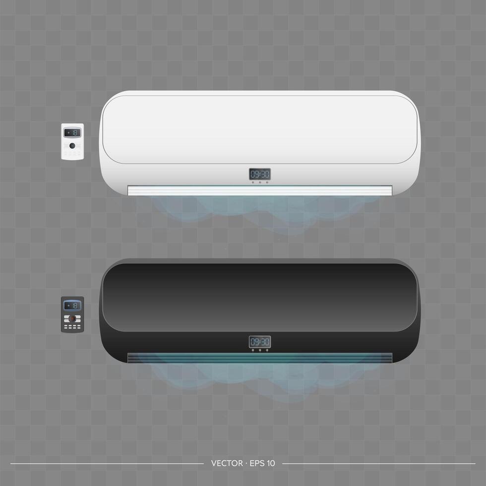 Set of air conditioners 3d. Realistic air conditioner. vector