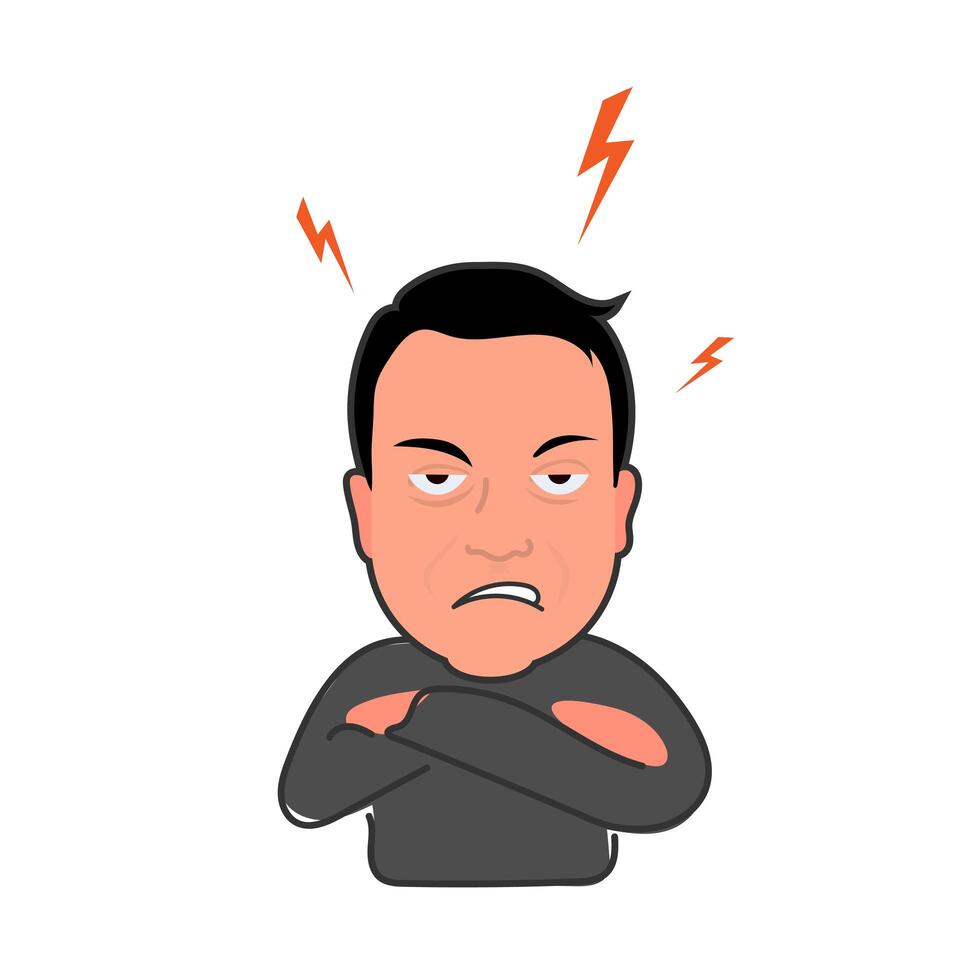 A cartoon man with lightning bolts coming out of his head vector