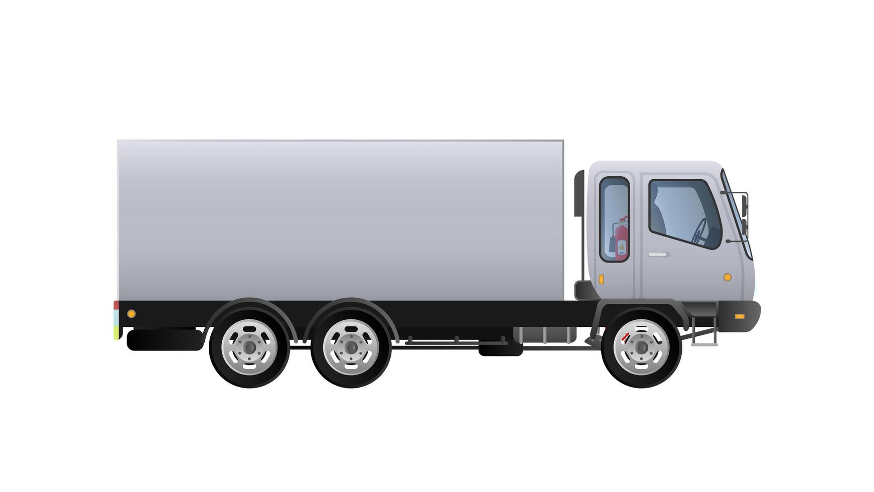 A white truck with a flatbed on a white background vector