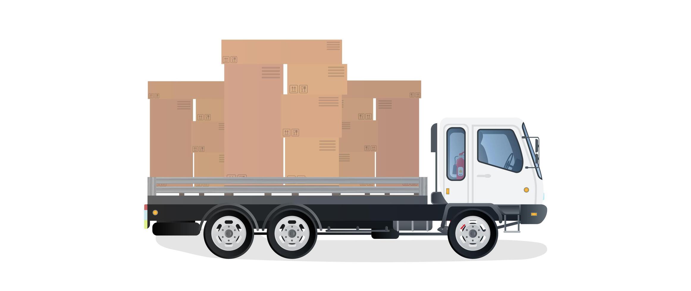 Lorry carries boxes. Concept of delivery and loading of cargo. Isolated. Vector. vector