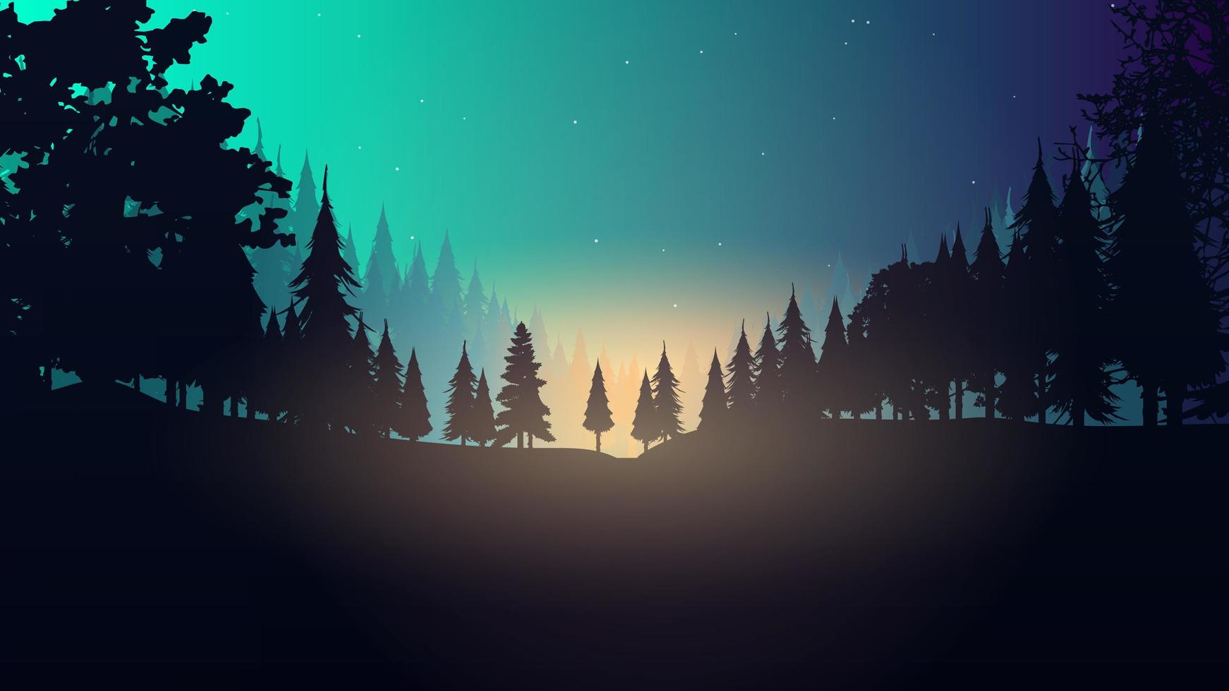 Night in the forest. Abstract illustration of a forest. Vector. vector
