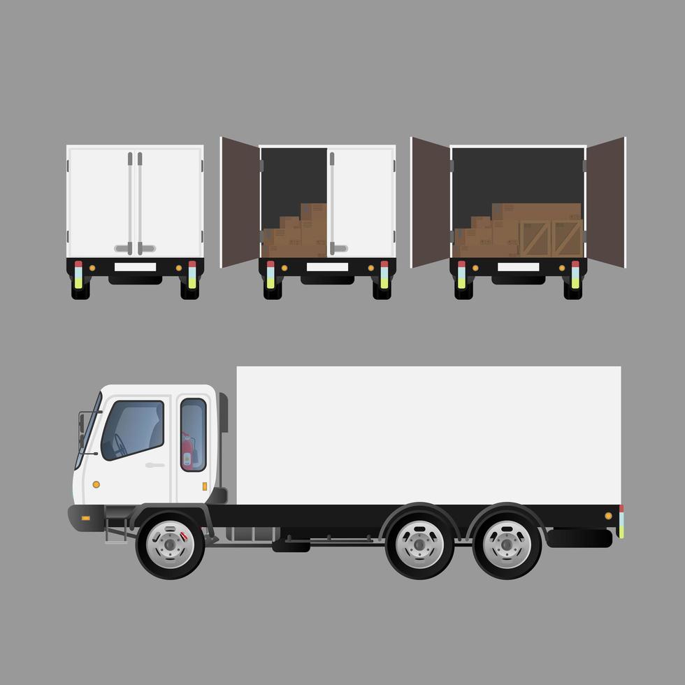 White big truck from different sides. Element for design on the theme of transportation and delivery of goods. Isolated. Vector. vector