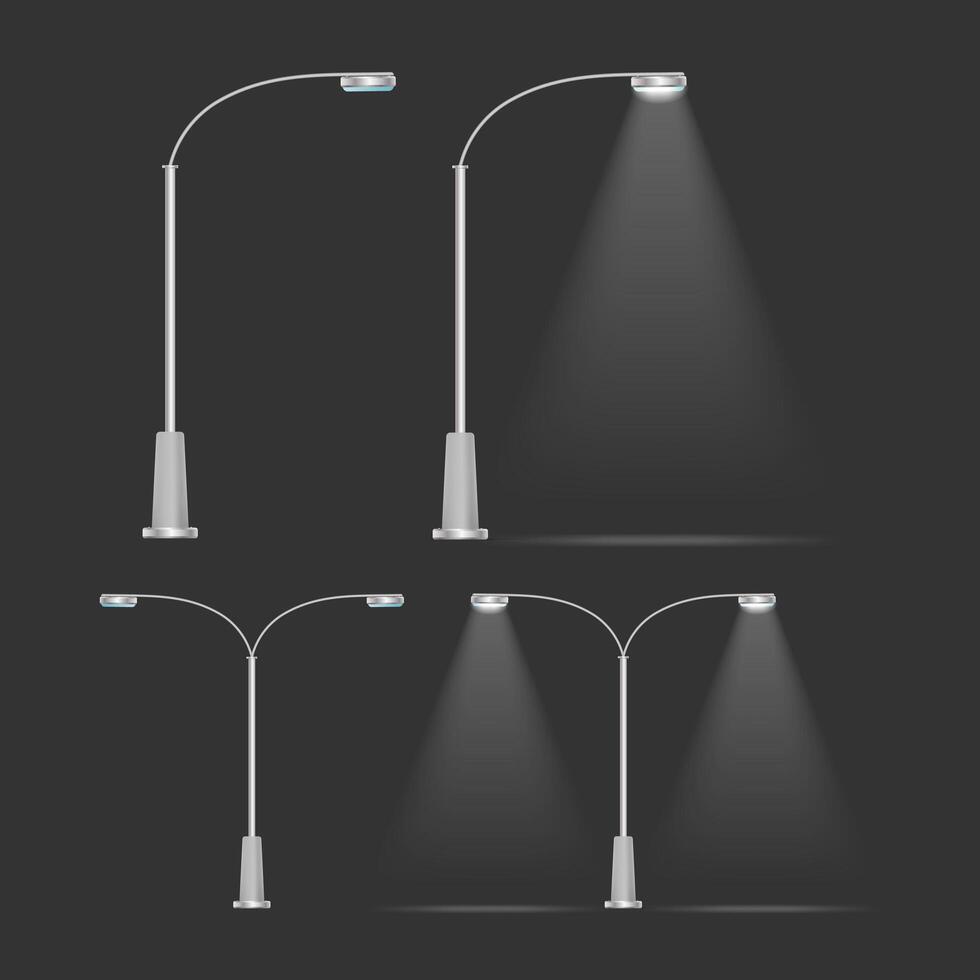 Street light set of different types of street lights vector