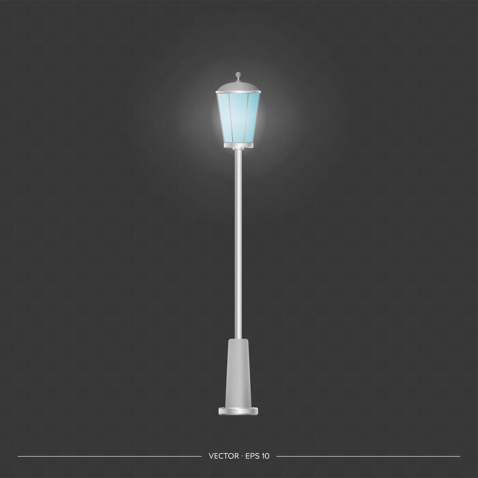 Metallic lanterns that shine. Lamp post with realistic light. Vector. vector