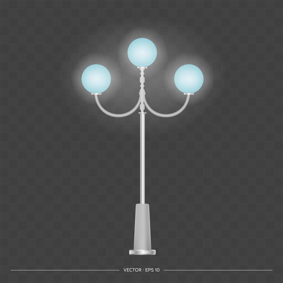 Metallic lanterns that shine. Lamp post with realistic light. Vector. vector