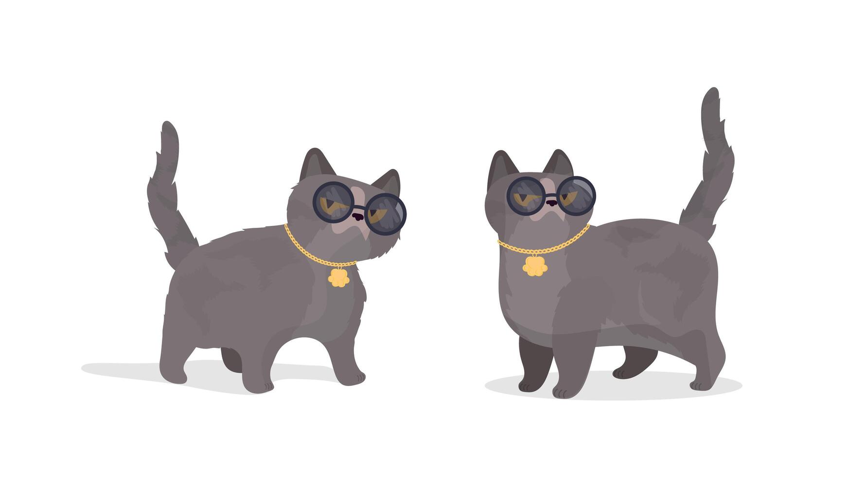 Funny cat with glasses. Cat sticker with a serious look. Good for stickers, t-shirts and postcards. Isolated. Vector. vector