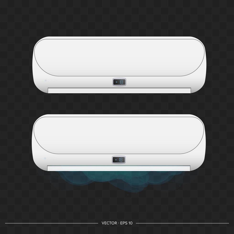 White air conditioner emits cold 3d. Realistic air conditioner . vector