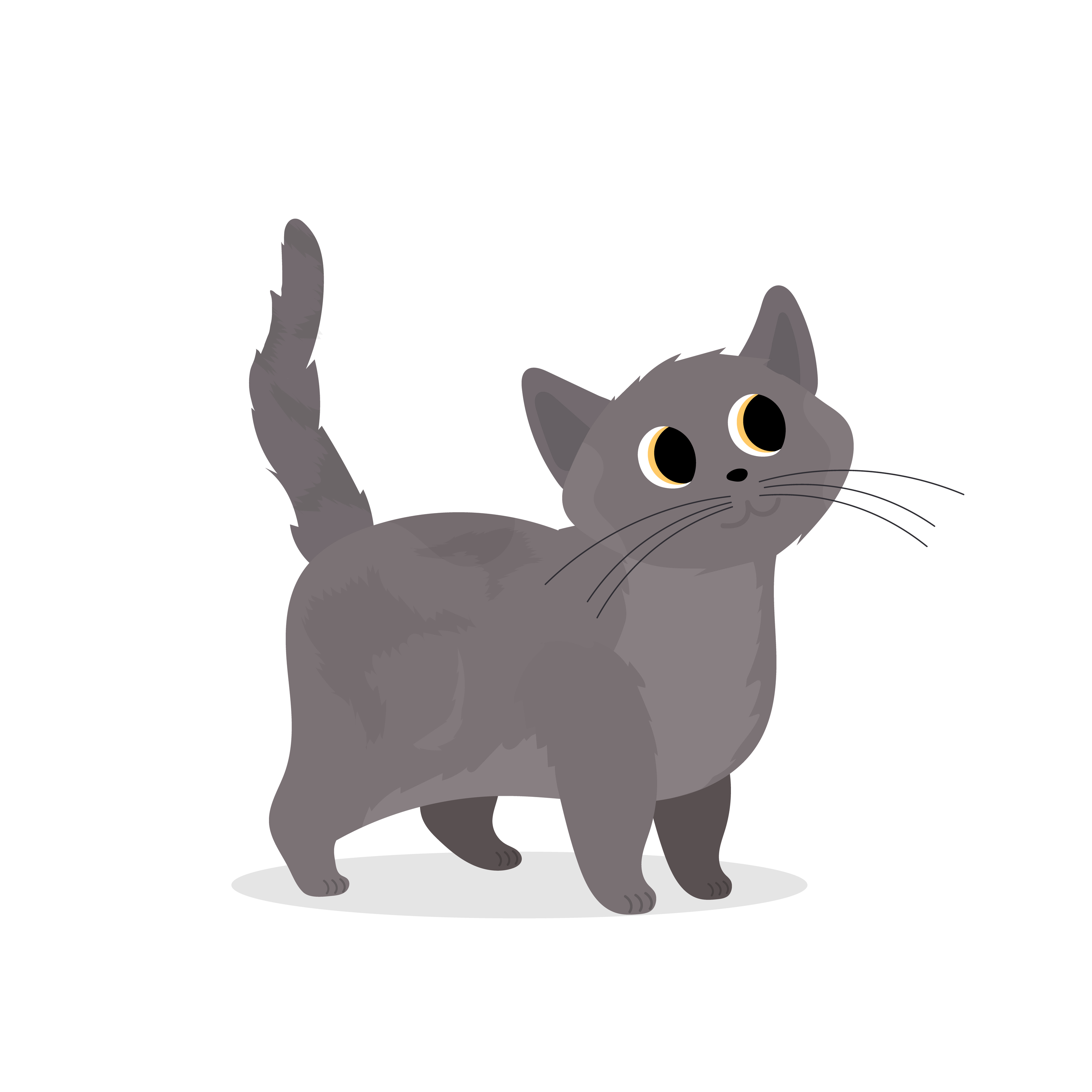 Cute gray cat. Suitable for stickers and postcards. Isolated. Vector.  4809528 Vector Art at Vecteezy