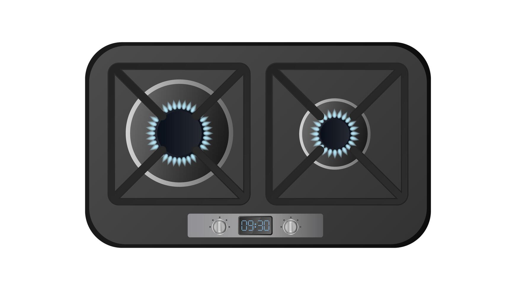 Black kitchen stove with top view. Included gas stove. Modern oven for the kitchen in a realistic style. Isolated. . vector