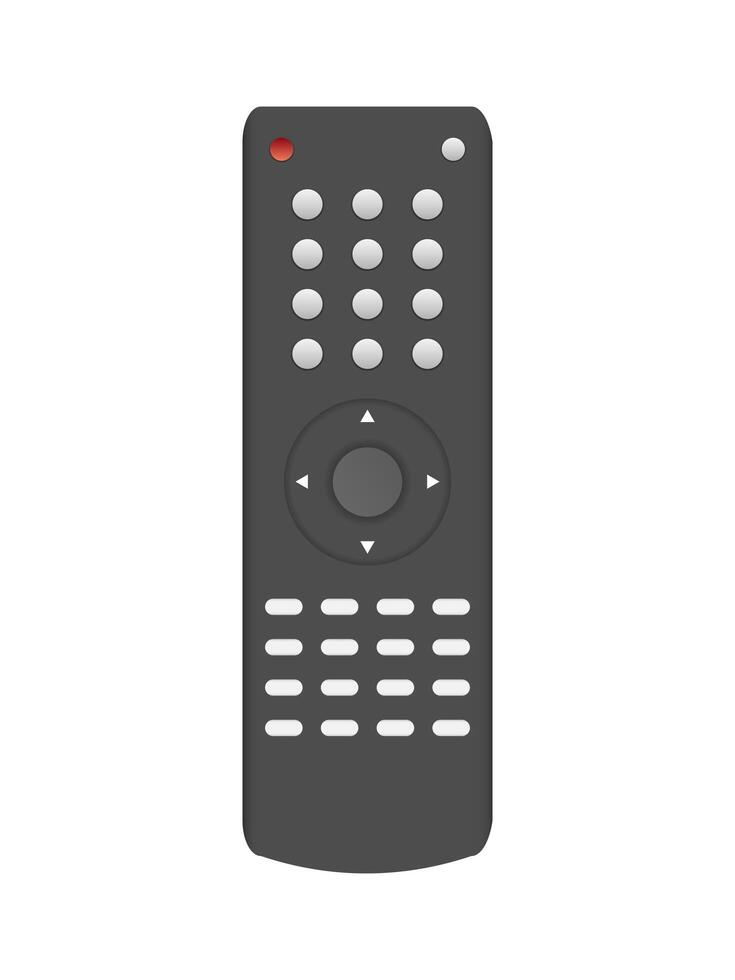 Black TV remote control 3d. Realistic remote control . Isolated on white background. vector