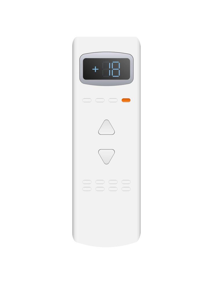 White remote control from the air conditioner 3d. Realistic remote control. Isolated on white background. vector