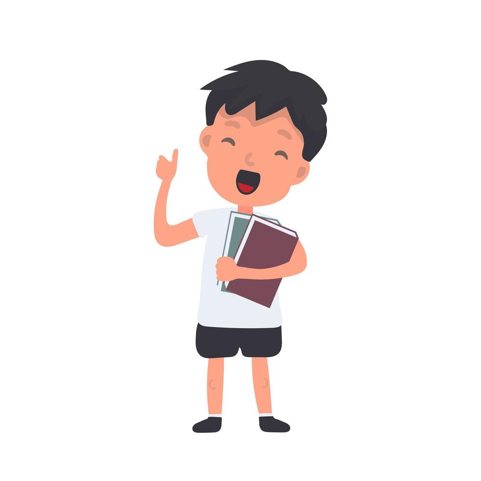 Teenager with a backpack waves his hand. Satisfied schoolboy. Suitable for back-to-school or vacation designs. Isolated. Vector. vector