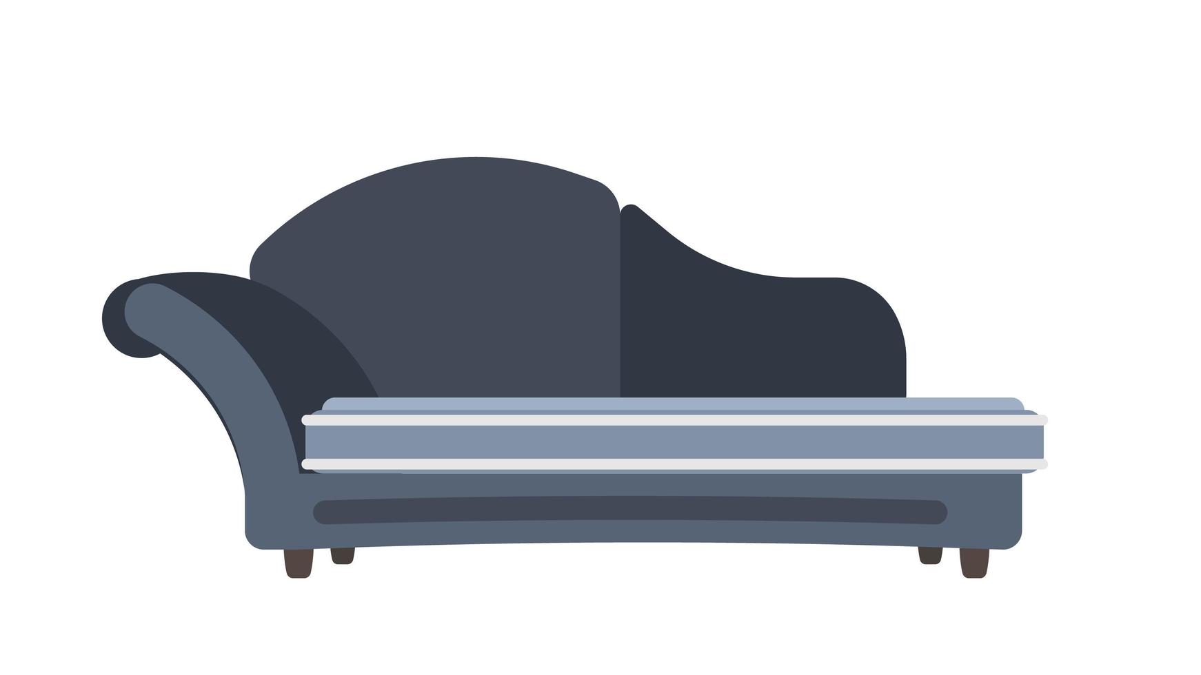 Modern dark blue sofa. The sofa is isolated on a white background. Element for interior design. Pro style. Vector illustration.