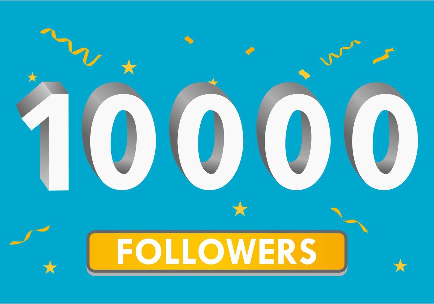 Illustration 3d numbers for social media 10k likes thanks, celebrating subscribers fans. Banner with 10000 followers vector