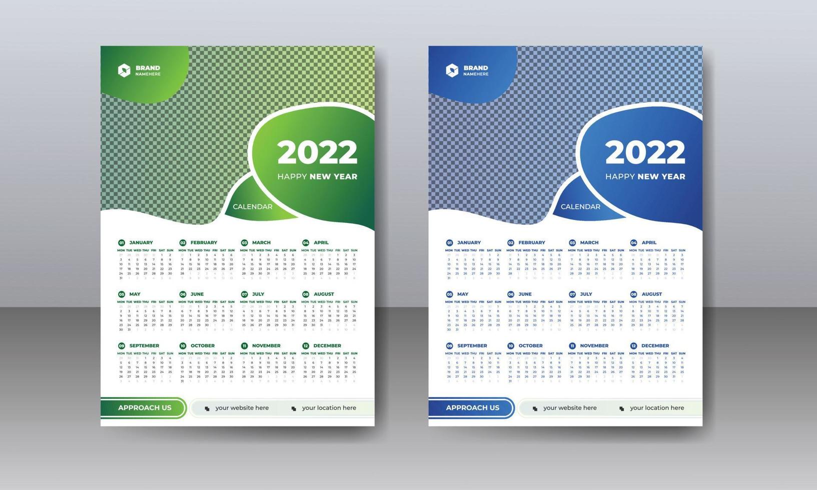 feliz año nuevo 2022 plantilla de diseño de calendario pro descarga vector