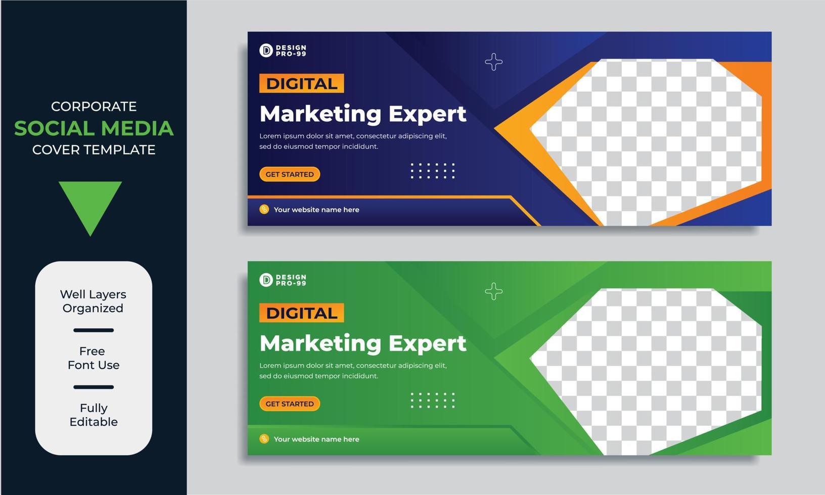 Corporate Digital marketing Social media cover and web banner template premium vector