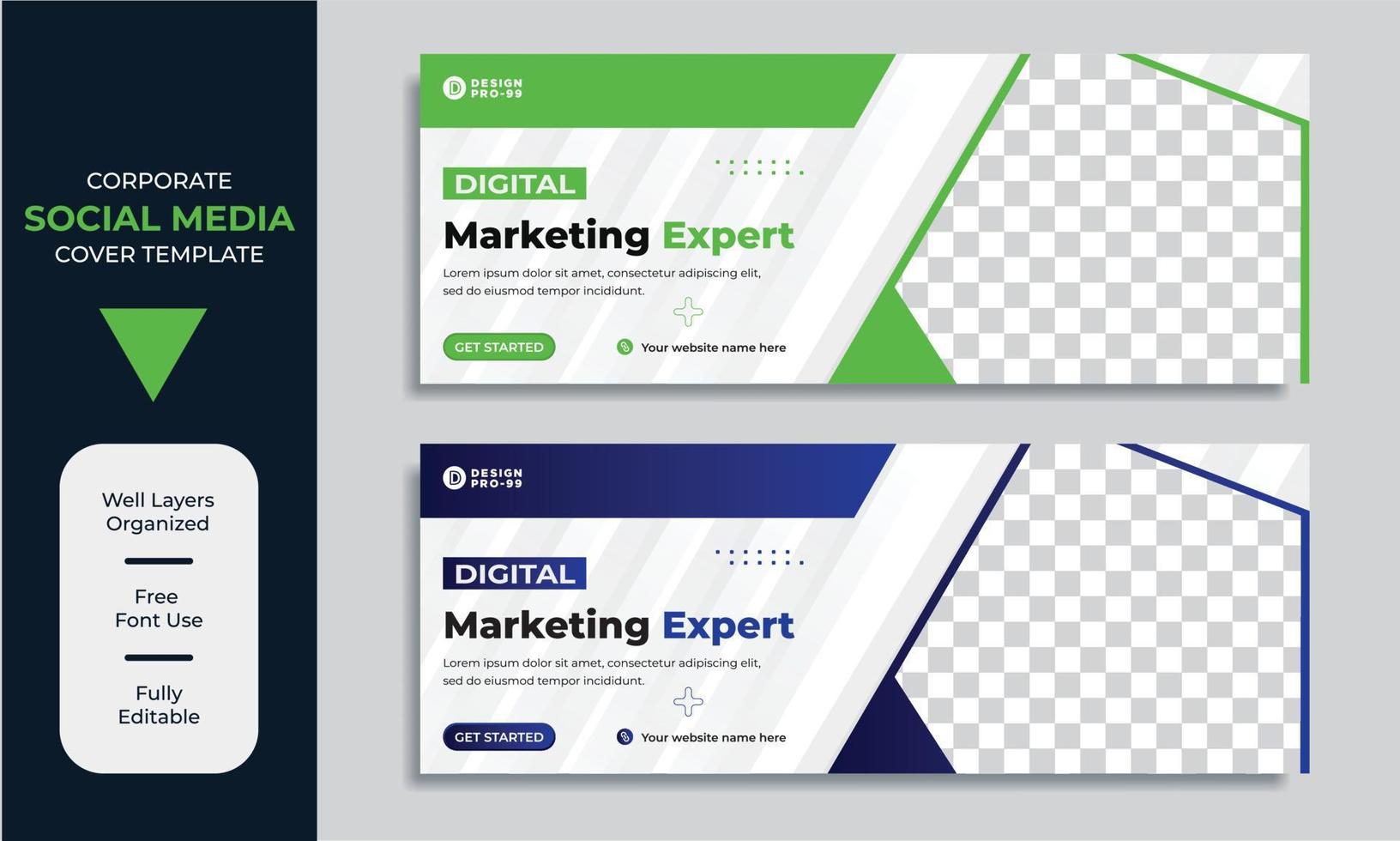 Corporate Digital marketing Social media cover and web banner template premium vector