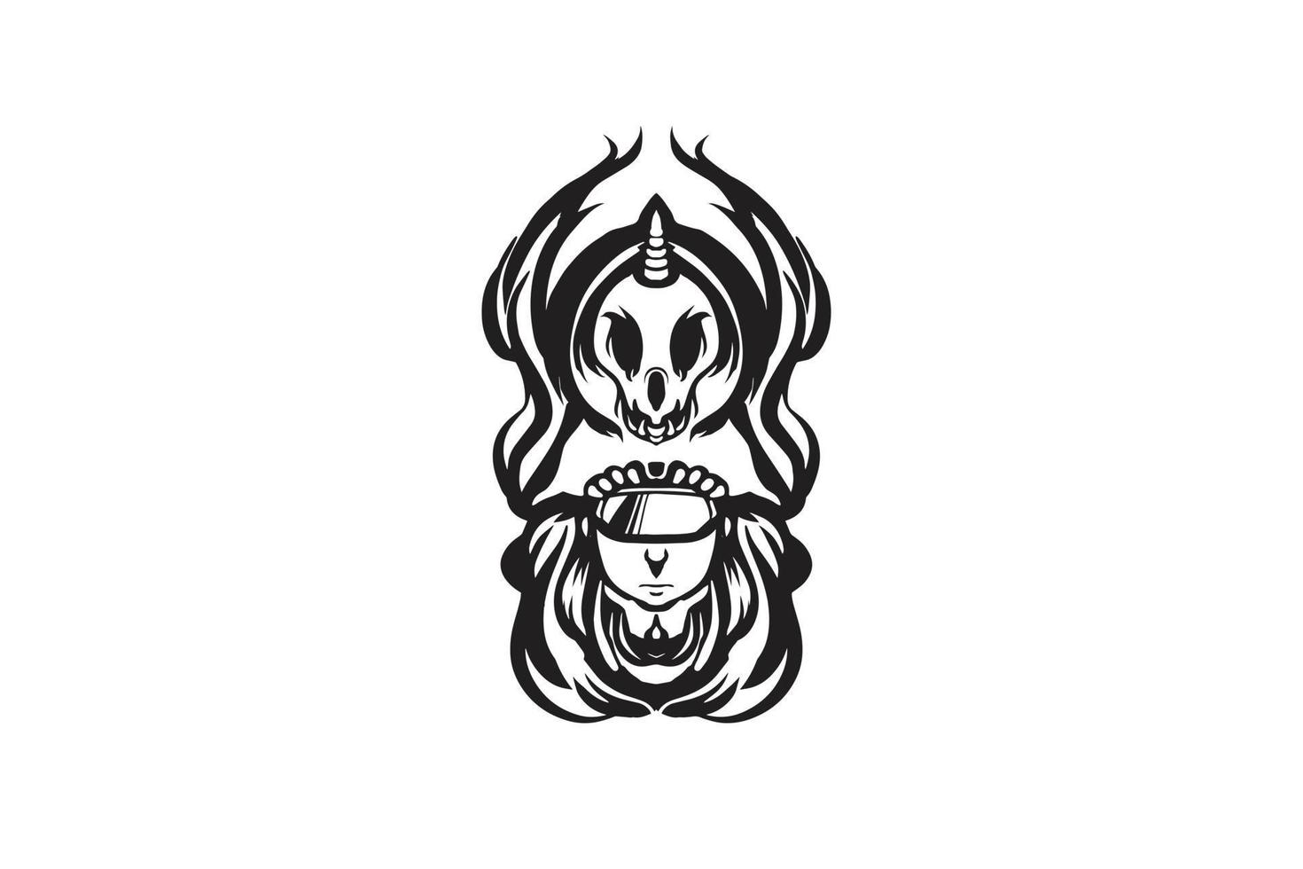 Hacker Skull Unicorn Logo vector